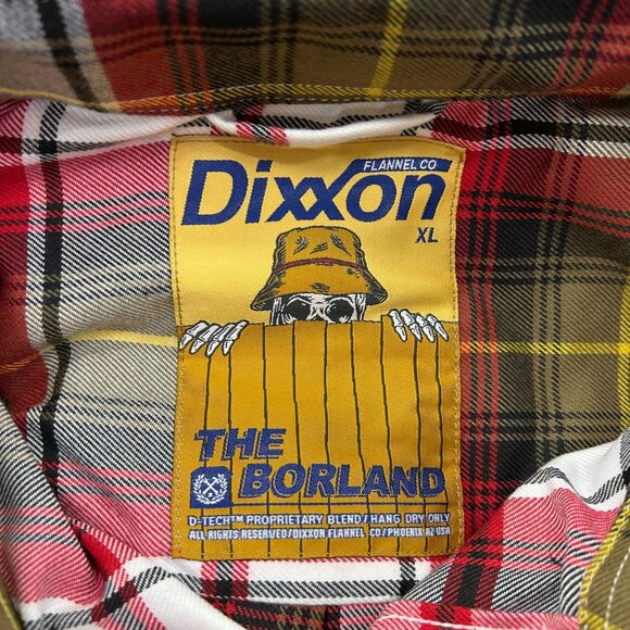 Dixxon Flannel Shirt Mens XL Borland Long Sleeve Plaid Red White Yellow - Picture 4 of 6